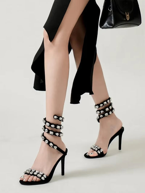 New Star style Luxury Crystal Embellished Wraparound Stiletto High heels Gladiator Sandals CODE: KAR3533