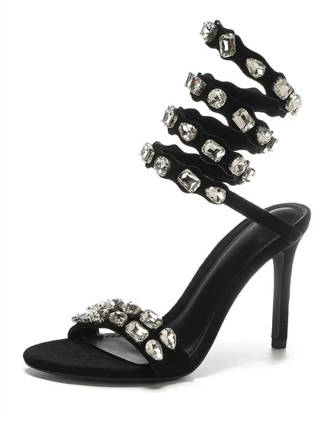 New Star style Luxury Crystal Embellished Wraparound Stiletto High heels Gladiator Sandals CODE: KAR3533