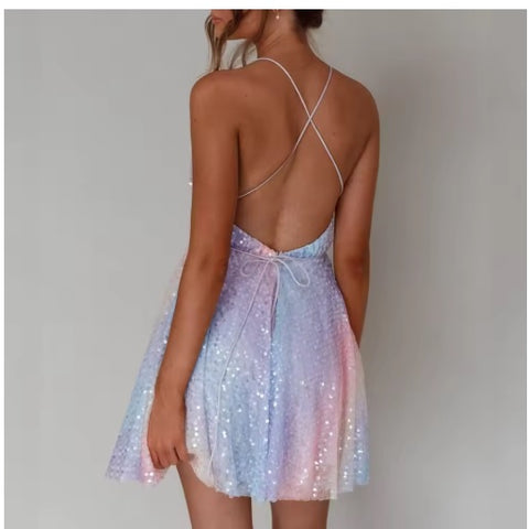 New Sequin Glitter Party Club Fashion Pleated Cocktail Skinny Sexy One Shoulder Suspender Dress CODE: KAR3543