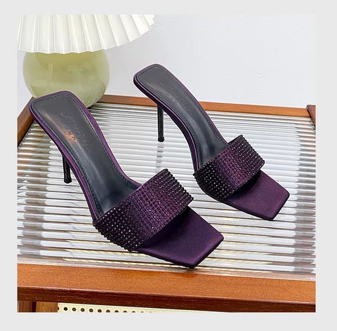 Summer New Water Diamond Square Head High Thin Heel CODE: KAR3551