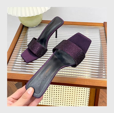 Summer New Water Diamond Square Head High Thin Heel CODE: KAR3551