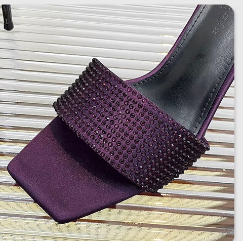 Summer New Water Diamond Square Head High Thin Heel CODE: KAR3551