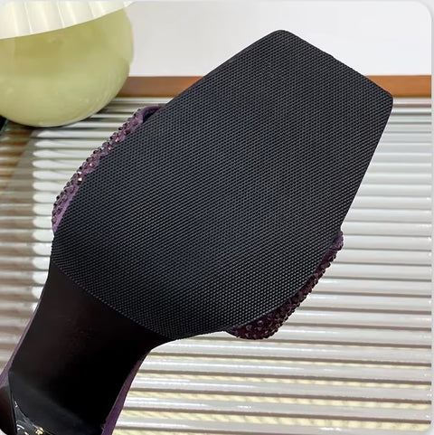 Summer New Water Diamond Square Head High Thin Heel CODE: KAR3551