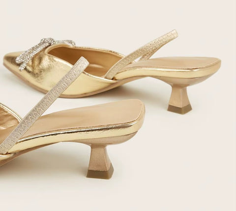 New Crystal Bowknot Thin Low Pumps Gladiator Sling back salty Pointed Toe Prom heel CODE: KAR3557