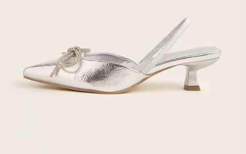 New Crystal Bowknot Thin Low Pumps Gladiator Sling back salty Pointed Toe Prom heel CODE: KAR3557