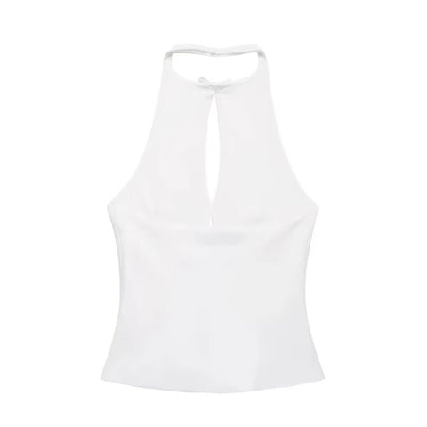 New Bow Rhinestone Crop Cut Out Sleeveless Off Shoulder Backless Sexy Top CODE: KAR3561