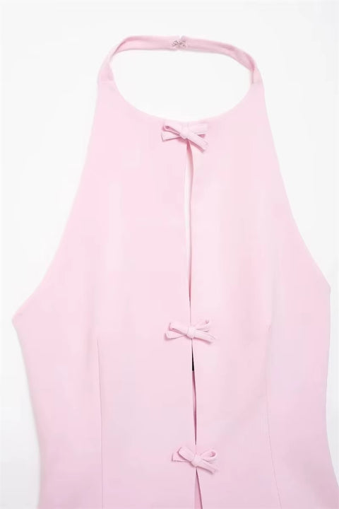 New Bow Rhinestone Crop Cut Out Sleeveless Off Shoulder Backless Sexy Top CODE: KAR3561