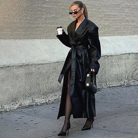 New Fashion Turndown Collar Loose Long Sleeves Long Jackets CODE: KAR3563