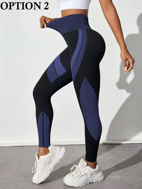 New Color Block Seamless High Waisted Scrunch Butt Lifting Workout Pant CODE: KAR3570
