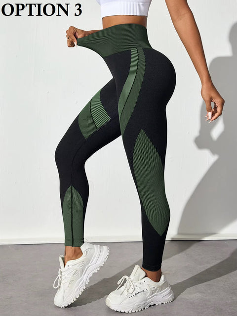 New Color Block Seamless High Waisted Scrunch Butt Lifting Workout Pant CODE: KAR3570