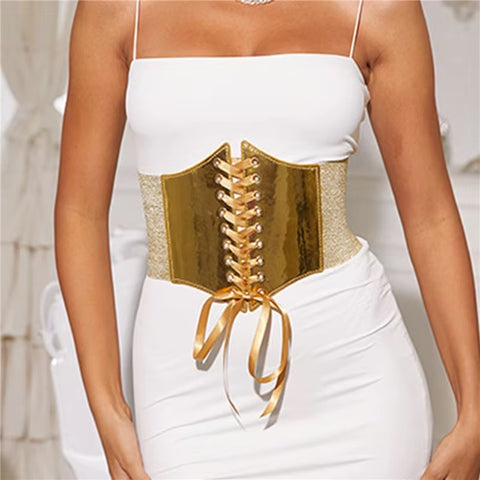 New Fashion Luxury Designer Elastic Wide Waist Decorative Girdle Belt CODE: KAR3573