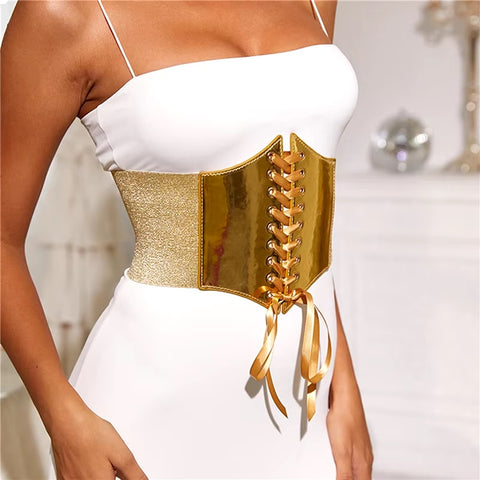 New Fashion Luxury Designer Elastic Wide Waist Decorative Girdle Belt CODE: KAR3573