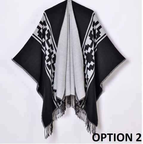 New Winter Warm Ponchos Thickened Scarf Split Cape Shawl CODE: KAR3575