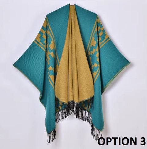 New Winter Warm Ponchos Thickened Scarf Split Cape Shawl CODE: KAR3575