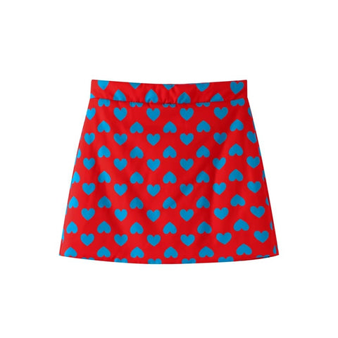 New Fashion Stand Collar Love Print Thick Zipper Pocket Jacket Mini Skirt 2 Piece Set CODE: KAR3576
