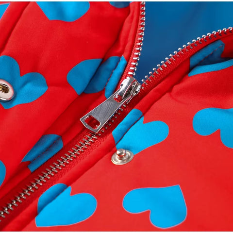 New Fashion Stand Collar Love Print Thick Zipper Pocket Jacket Mini Skirt 2 Piece Set CODE: KAR3576