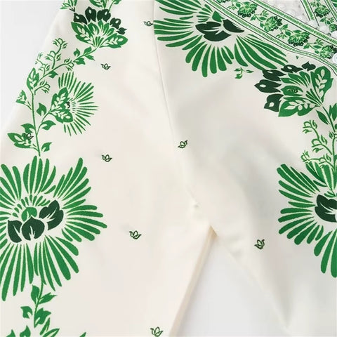 Summer New Versatile Fashionable Slim and Loose V-neck Printed Long sleeved Dress CODE: KAR3578