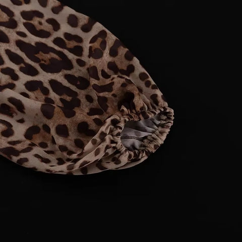 New Fashion Lantern Sleeve Leopard Print Shirt and Mini Short 2 Piece Set CODE: KAR3584