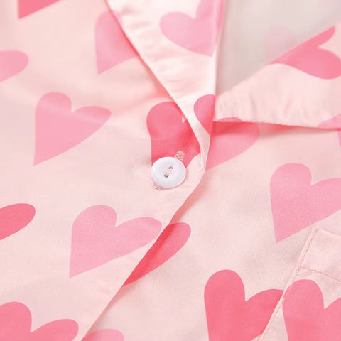 New Love Printing Loose and Comfortable Long-sleeved Trousers Winter Pajamas Set CODE: KAR3586