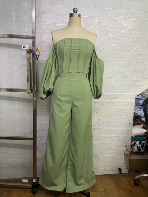 Summer New Elegant Square Neck Slim Fit and and Waist Straight Leg Jumpsuit CODE: KAR3588