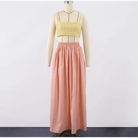 New Fashion Elegant Sling Crop Tube Top High Waist Long Skirt 2 Pieces Set CODE: KAR3591