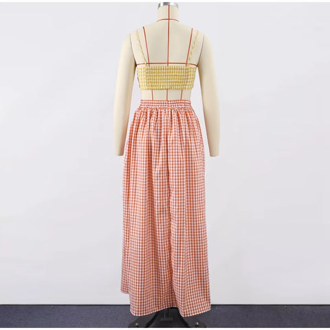 New Fashion Elegant Sling Crop Tube Top High Waist Long Skirt 2 Pieces Set CODE: KAR3591