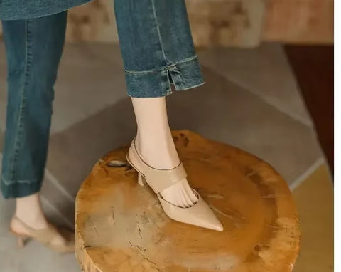New Back Empty Stiletto Style Solid Pointed Toe High Heel CODE: KAR3599