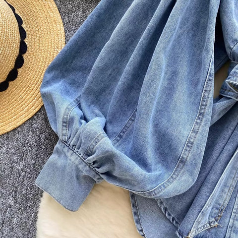 New Autumn Winter Lantern Sleeve Solid Stand Collar Top CODE: KAR3606