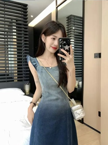 New Ripped Summer Vintage Gradient A-line Dress CODE: KAR3617