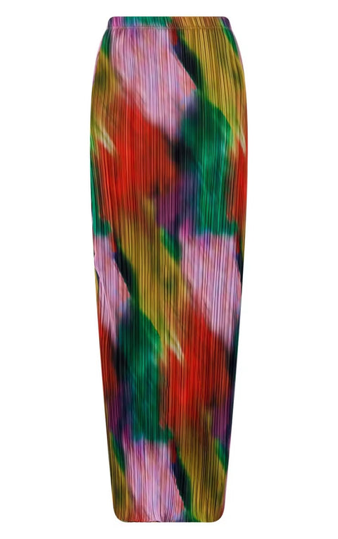 New Printed Pleated Sling Sleeveless Crop Top Wrap Hip Long Skirt Sets CODE: KAR3621