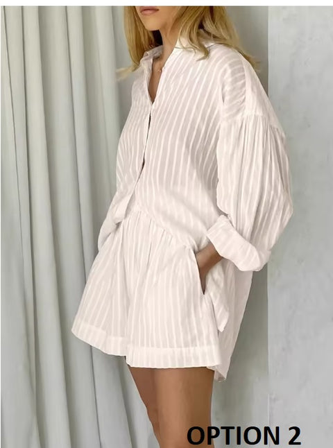 Summer Fashion Shirt Shorts Two Piece Elegant Casual Set CODE: KAR3623