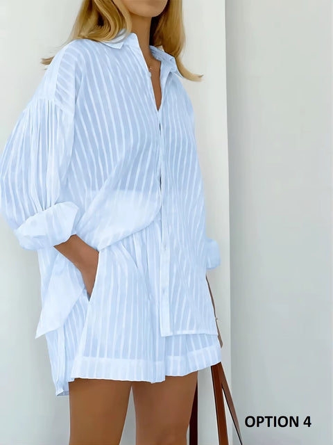 Summer Fashion Shirt Shorts Two Piece Elegant Casual Set CODE: KAR3623