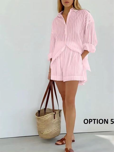 Summer Fashion Shirt Shorts Two Piece Elegant Casual Set CODE: KAR3623