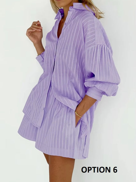 Summer Fashion Shirt Shorts Two Piece Elegant Casual Set CODE: KAR3623