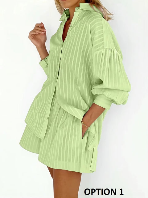 Summer Fashion Shirt Shorts Two Piece Elegant Casual Set CODE: KAR3623