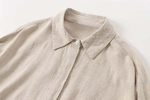 New Casual Solid Loose Long Sleeve Lapel Shirts Elastic Waist Wide Leg Trouser Set CODE: KAR3624