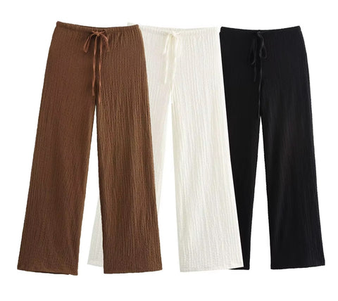 New V-Neck Single Breasted Solid Texture Casual Vest Top + Fashion High-Waisted Wide Leg Pant Set CODE: KAR3626