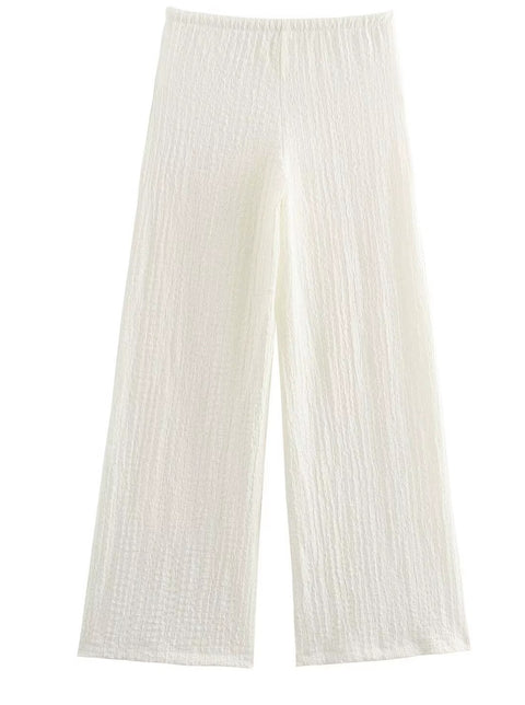 New V-Neck Single Breasted Solid Texture Casual Vest Top + Fashion High-Waisted Wide Leg Pant Set CODE: KAR3626