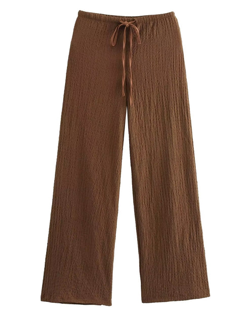 New V-Neck Single Breasted Solid Texture Casual Vest Top + Fashion High-Waisted Wide Leg Pant Set CODE: KAR3626