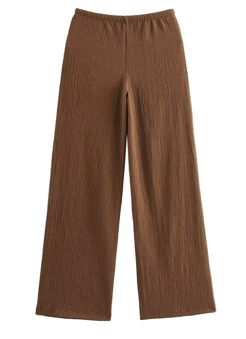 New V-Neck Single Breasted Solid Texture Casual Vest Top + Fashion High-Waisted Wide Leg Pant Set CODE: KAR3626