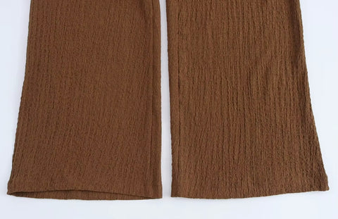 New V-Neck Single Breasted Solid Texture Casual Vest Top + Fashion High-Waisted Wide Leg Pant Set CODE: KAR3626