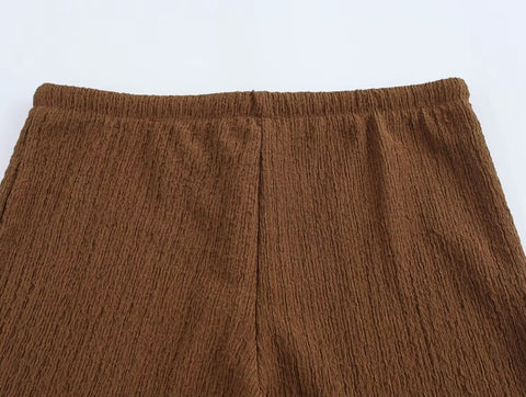 New V-Neck Single Breasted Solid Texture Casual Vest Top + Fashion High-Waisted Wide Leg Pant Set CODE: KAR3626