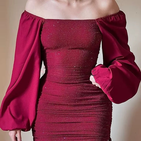 New Autumn Fashion Spring Long Lantern Sleeve Bandage Sexy Party Dress CODE: KAR3629