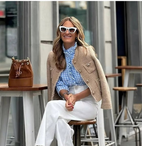 Autumn Fashion New Tweed Basic Long Sleeve Front Button Short Coat CODE: KAR3631