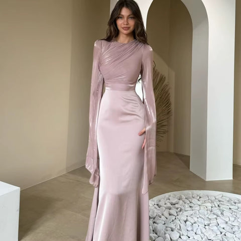 New Elegant Charming Mermaid Cap Sleeves O-Neck Floor Length Formal Occasion Prom Party Dress CODE: KAR3634