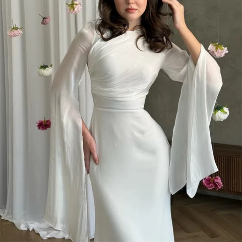 New Elegant Charming Mermaid Cap Sleeves O-Neck Floor Length Formal Occasion Prom Party Dress CODE: KAR3634