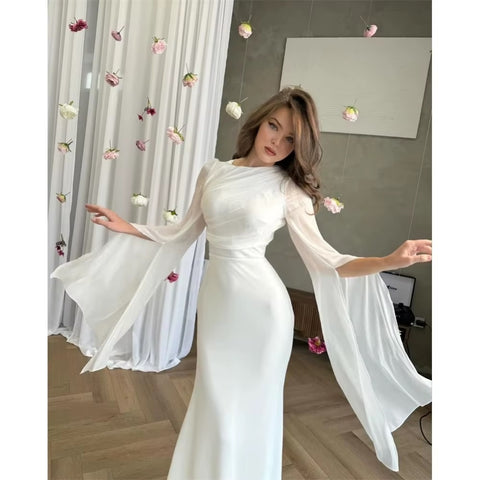 New Elegant Charming Mermaid Cap Sleeves O-Neck Floor Length Formal Occasion Prom Party Dress CODE: KAR3634