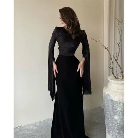 New Elegant Charming Mermaid Cap Sleeves O-Neck Floor Length Formal Occasion Prom Party Dress CODE: KAR3634