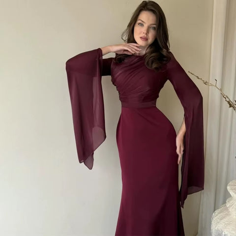 New Elegant Charming Mermaid Cap Sleeves O-Neck Floor Length Formal Occasion Prom Party Dress CODE: KAR3634