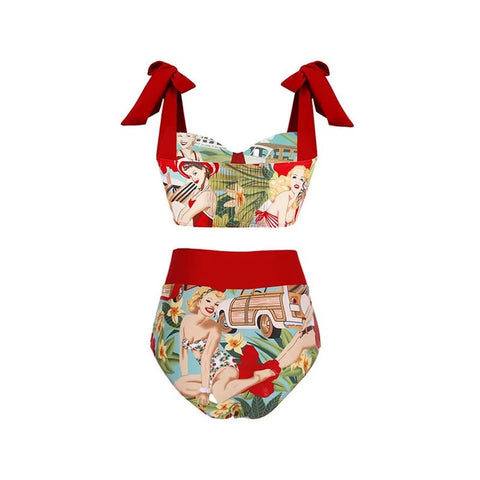 New Double -sided Wear Print Beachwear Monokini Swimwear 3 Piece Set CODE: KAR3637